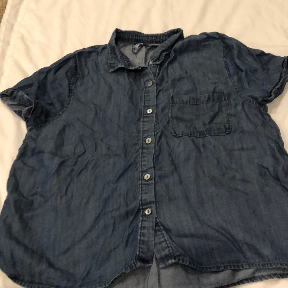 Light denim button up shirt